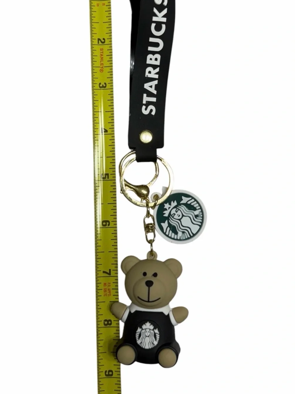 Starbucks Tan Bear Keychain/ Wristlet Accessory with Black Outfit